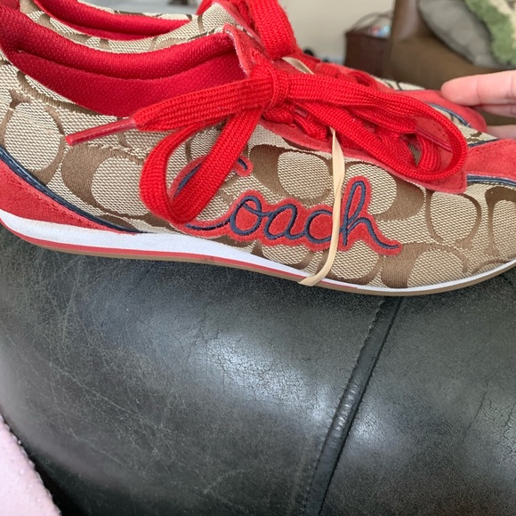Red Coach Sneakers in good condition - Picture 2 of 4